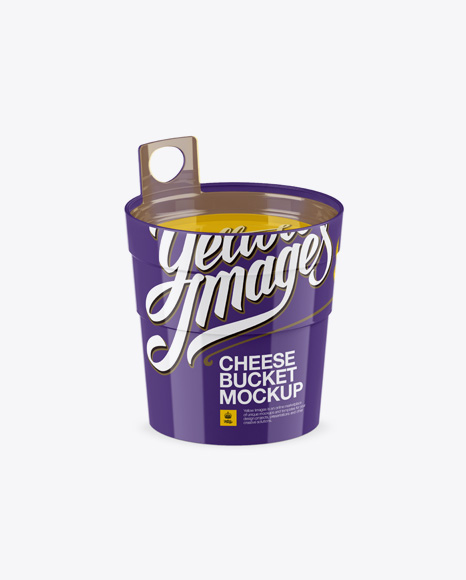 Glossy Cheese Bucket Mockup (High-Angle Shot)