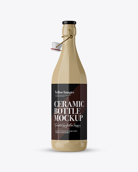 Ceramic Bottle With Clamp Lid Mockup