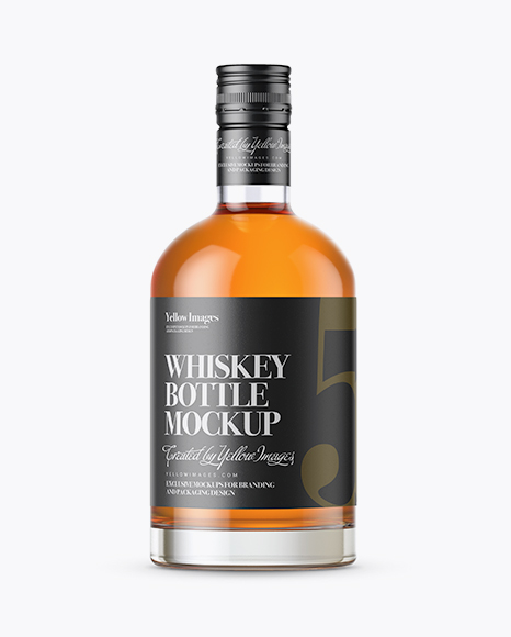 Whisky Bottle with Shrink Band Mockup