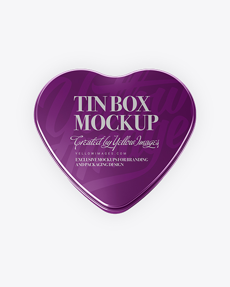 Heart Shape Metallic Tin Box Mockup - Top View