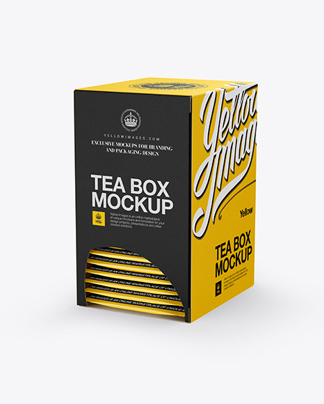 Tea Box W/ Sachets Mockup - Halfside View