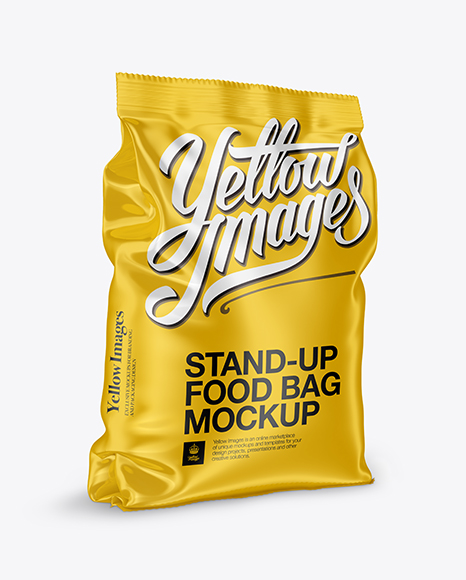 Glossy Stand-up Bag Mockup - Half Side View