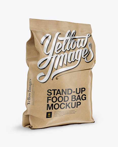 Kraft Stand-up Bag Mockup - Half Side View