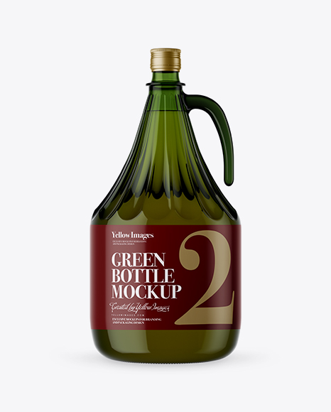3L Green Glass Bottle With Handle Mockup
