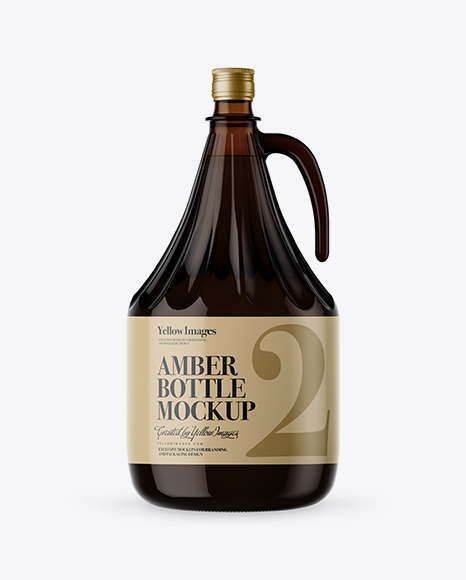 3L Amber Glass Bottle With Handle Mockup