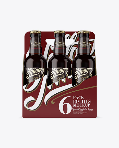 White Paper 6 Pack Amber Bottle Carrier Mockup - Front View