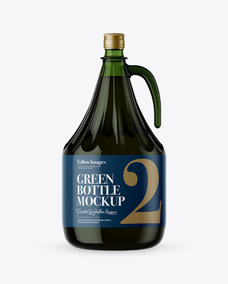 3L Green Glass Olive Oil Bottle With Handle Mockup