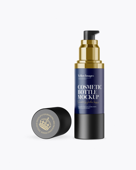 Open Cosmetic Bottle with Glossy Glass Mockup