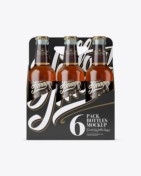 White Paper 6 Pack Clear Bottle Carrier Mockup - Front View