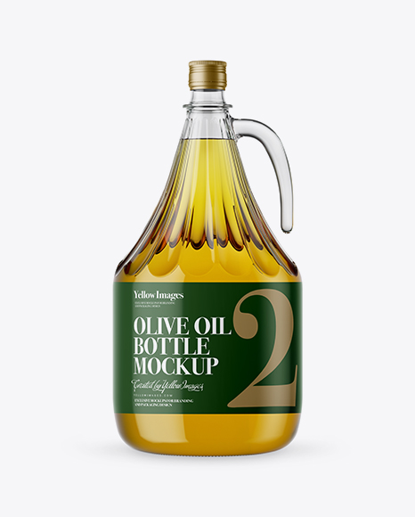3L Clear Glass Olive Oil Bottle With Handle Mockup