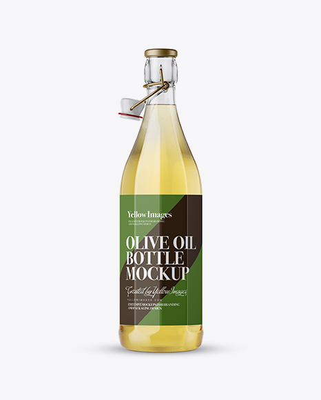 Clear Glass Olive Oil Bottle With Clamp Lid Mockup