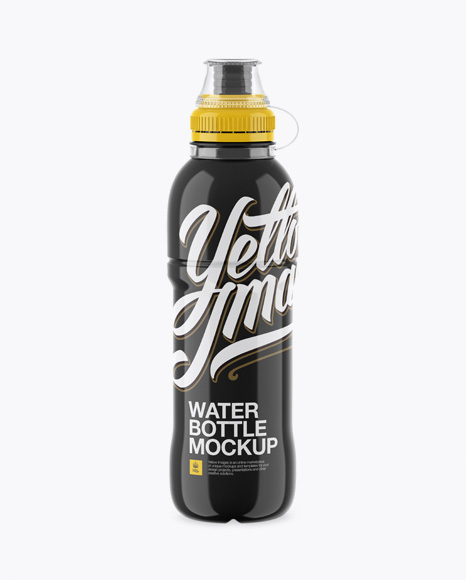 Glossy PET Bottle With Sport Cap Mockup