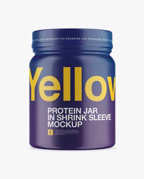 Protein Jar In Matte Shrink Sleeve Mockup