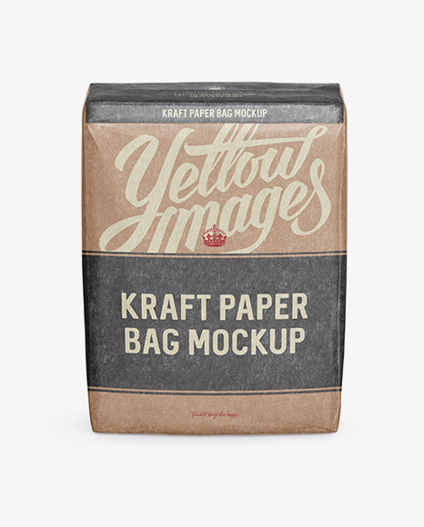 Kraft Paper Bag Mockup - Front View (High-Angle Shot)