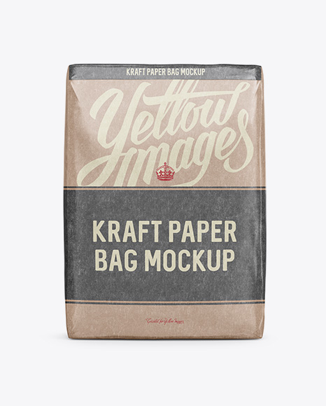 Glossy Kraft Paper Bag Mockup - Front View