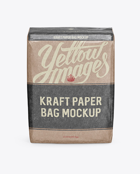 Glossy Kraft Paper Bag Mockup - Front View (High-Angle Shot)