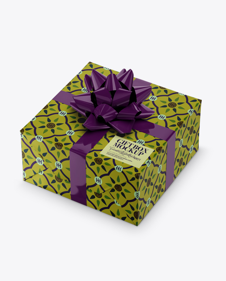 Matte Gift Box with Glossy Bow Mockup