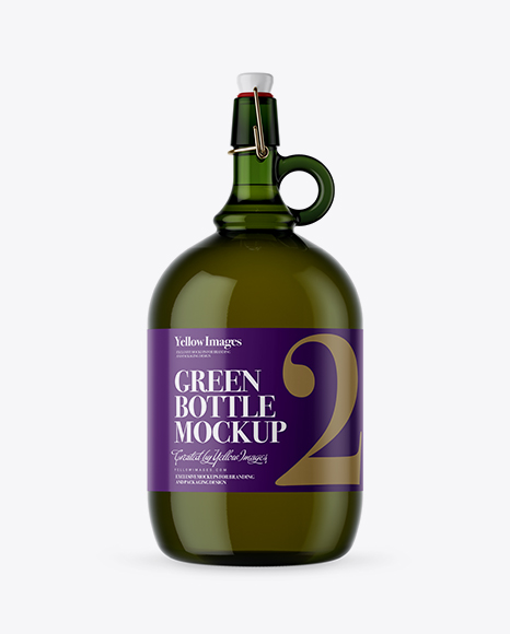 3L Green Glass Bottle With Handle & Clamp Lid  Mockup