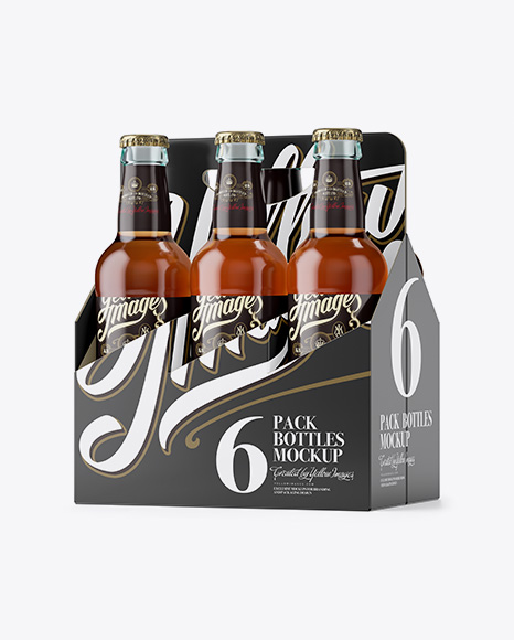White Paper 6 Pack Clear Bottle Carrier Mockup - Halfside View