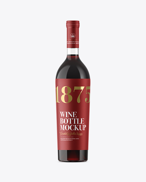 Clear Glass Bottle With Red Wine Mockup