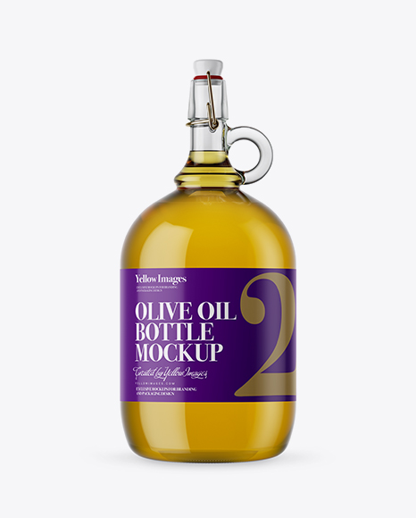 3L Clear Glass Olive Oil Bottle With Handle & Clamp Lid Mockup