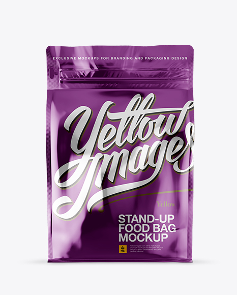 Metallic Stand-up Bag Mockup - front View