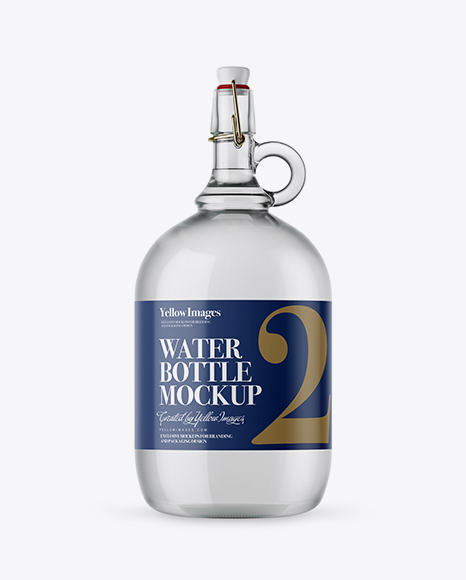 3L Clear Glass Water Bottle With Handle & Clamp Lid Mockup