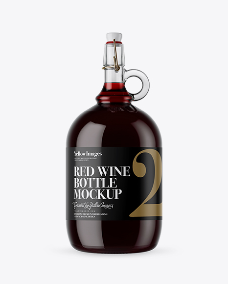 3L Clear Glass Red Wine Bottle With Handle & Clamp Lid Mockup