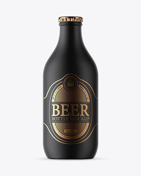 Black Ceramic Beer Bottle Mockup