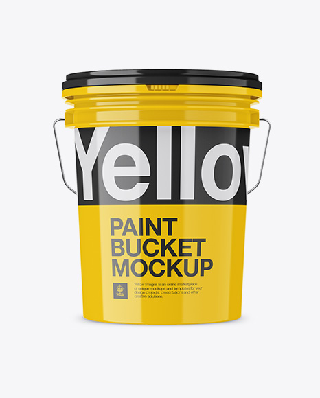 Glossy Plastic Paint Bucket Mockup - Front View