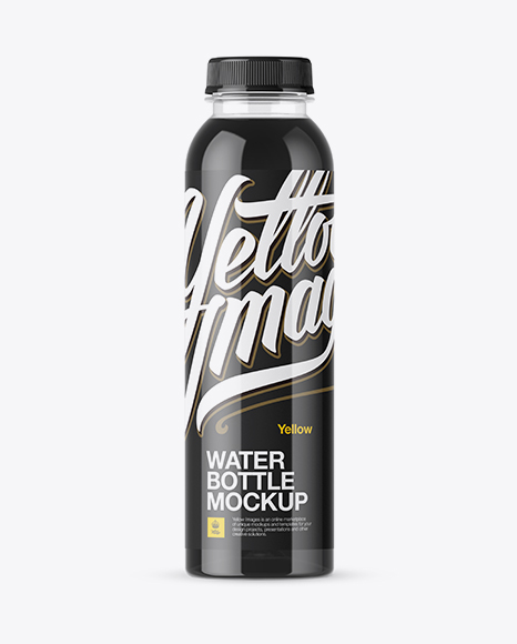 Clear PET Bottle With Black Water Mockup