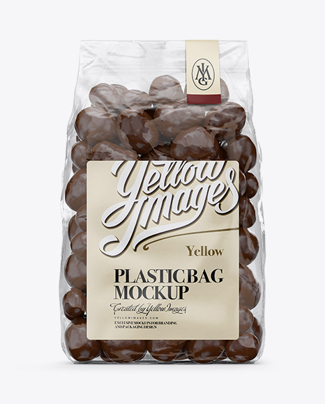 Clear Plastic Bag With Chocolate Dragee Mockup