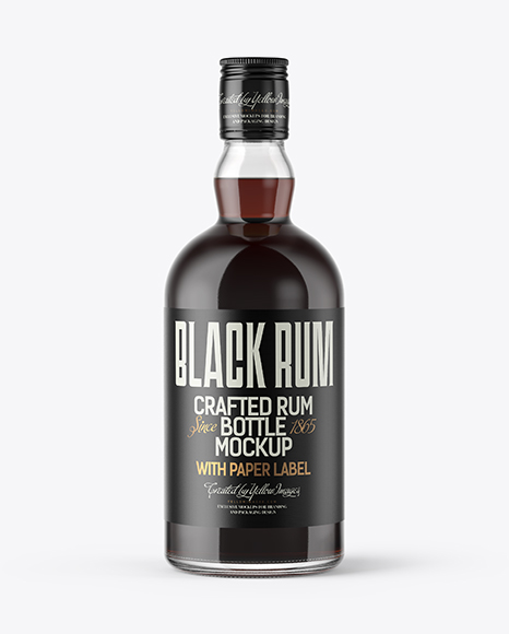 Clear Glass Bottle with Black Rum Mockup