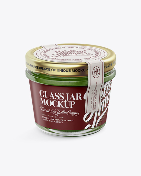 Glass Jar with Pesto Sauce Mockup - Halfside View