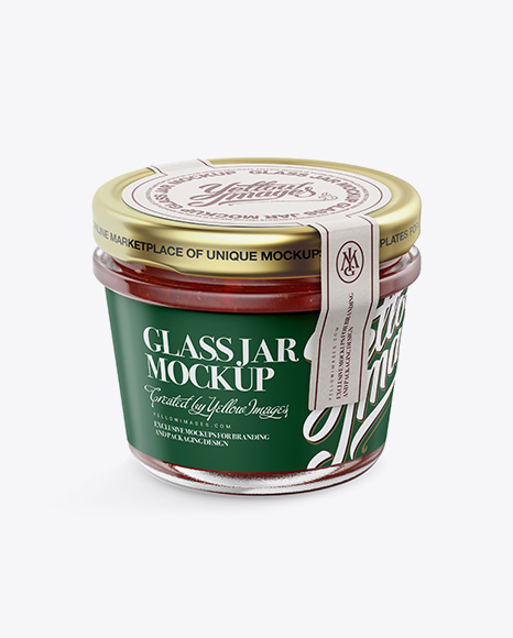 Glass Jar with Salsa Sauce Mockup - Halfside View