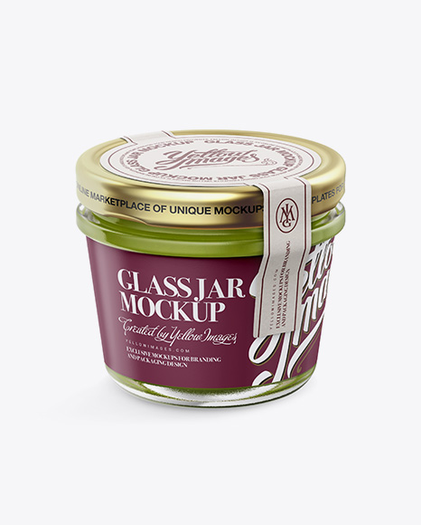 Glass Jar with Wasabi Mockup - Halfside View