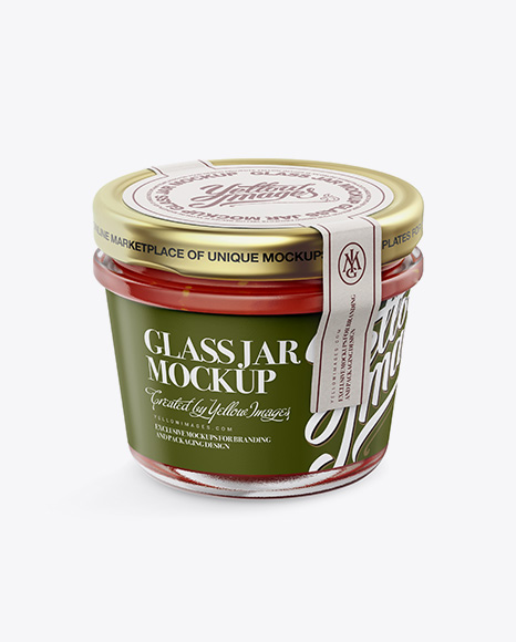 Glass Jar with Sweet Chilli Sauce Mockup - Halfside View