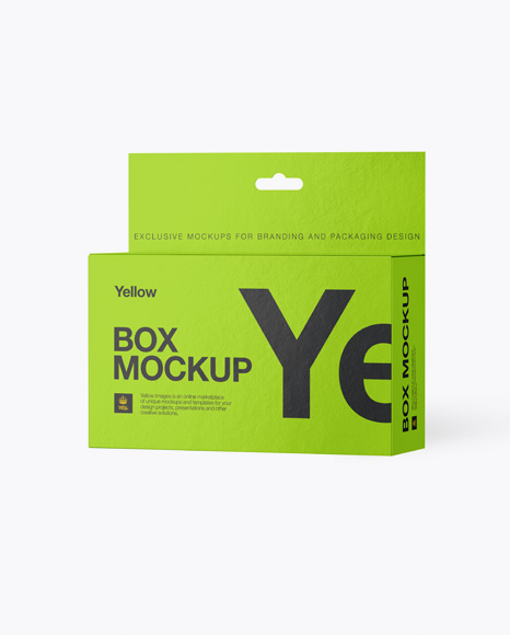 Textured Paper Box with Hang Tab Mockup - Half Side View