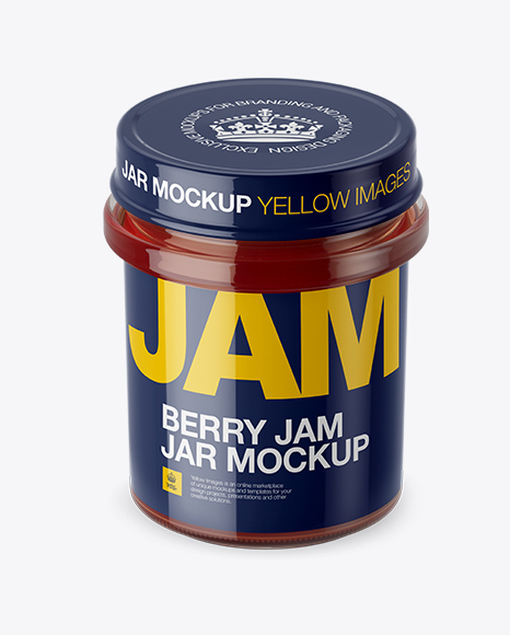 Glass Berry Jam Jar Mockup (High-Angle Shot)
