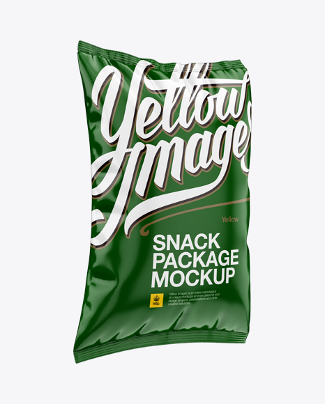 Glossy Snack Package Mockup - Halfside View