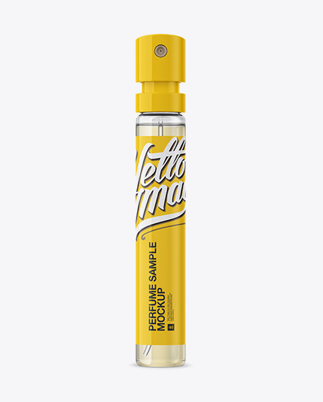 Yellow Perfume Sampler Spray Bottle Mockup