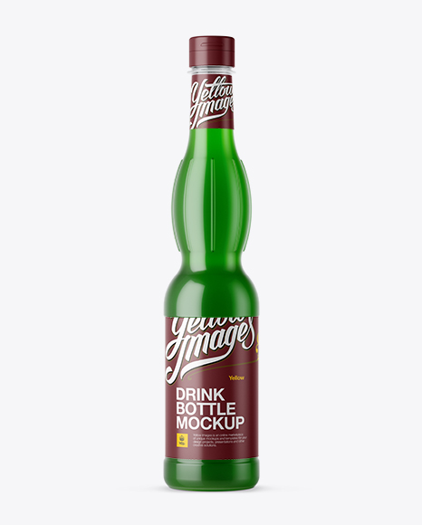 Glossy Plastic Bottle with Green Drink Mockup