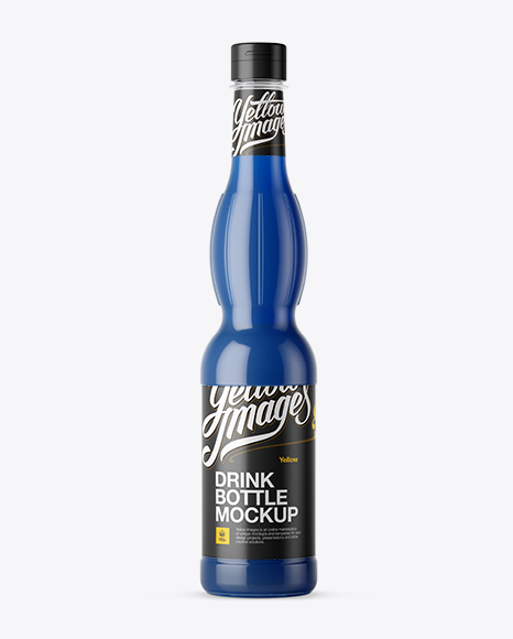 Glossy Plastic Bottle with Blue Drink Mockup