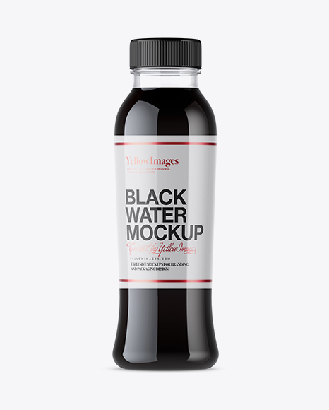 Plastic Black Water Bottle Mockup - Front View