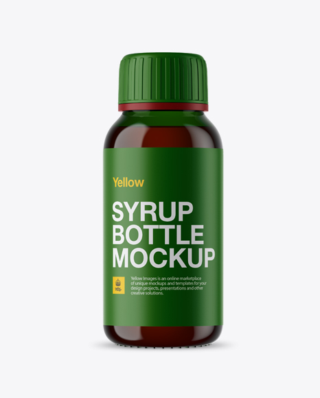 Green Glass Bottle With Red Syrup Mockup