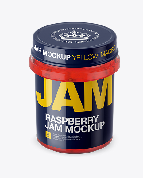 Glass Jar With Raspberry Jam Mockup (High-Angle Shot)