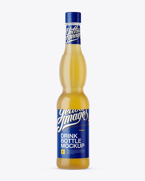 Glossy Plastic Bottle with Yellow Drink Mockup