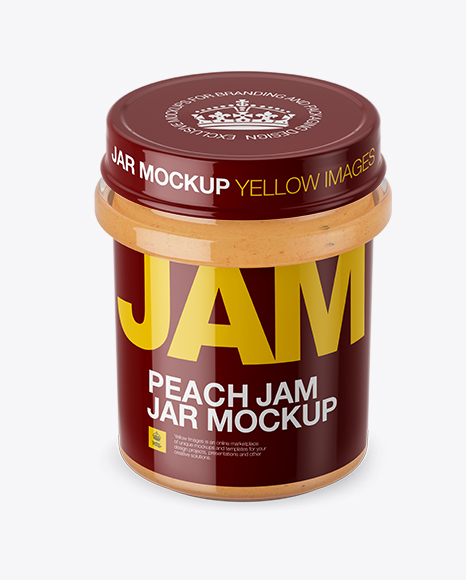 Glass Jar With Peach Jam Mockup (High-Angle Shot)