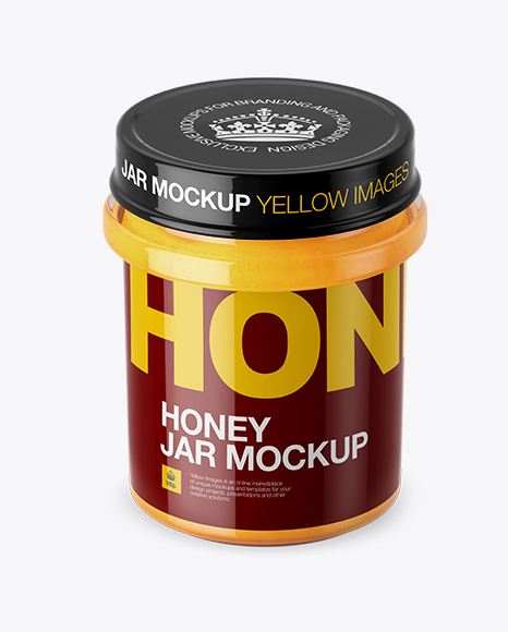 Creamed Honey w/ Dried Apricots Glass Jar Mockup (High-Angle Shot)