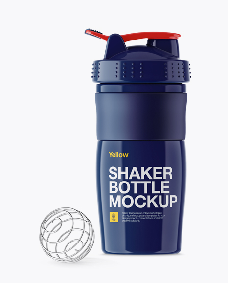 Glossy Shaker Bottle With Blender Ball Mockup
